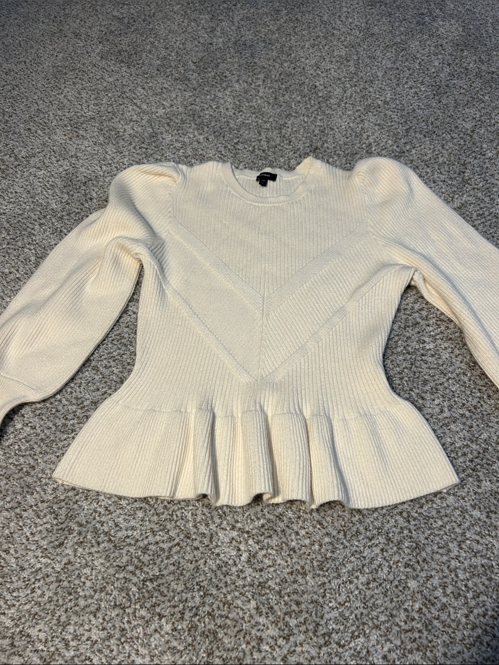 Express Cream Peplum Sweater